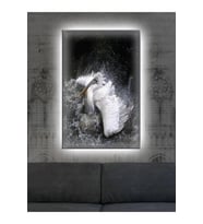 Led Işıklı Beyaz Flamingo Dekor Tablo