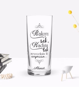 BK Gift Kişiye Özel Renkli Baskılı Rakıyı Sek Tasarımlı Rakı Bardağı-1 (Beyaz)