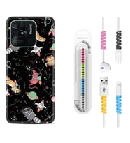 Xiaomi Redmi Note 7 8 9 Pro 10 2022 10 Pro 10S Kılıf Kablo Koruma Spiral Silikon Planet Animals 1771