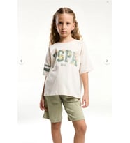 U.S. Polo Assn Kız Çocuk Krem Bermuda Takım-2070