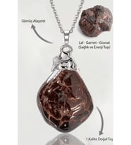 Sertifikalı Ham İşlenmemiş Lal - Garnet - Granat Taşı Kolye (Vişne)