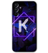 Galaxy A15 Kılıf HD Desen Baskılı Kılıf - Dark Neon Yaprak K Harfi