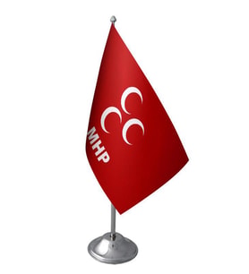 Masa Üstü MHP Bayrağı Krom Direk Masa Bayrak Seti