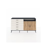 Arges Konsol 2 Raflı 5 Çekmeceli 2 Kapaklı 176x30x99 Antrasit-Çam/Aytaşı