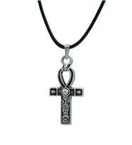 Nil'in Anahtarı - Ankh Anahtarı Deri ip Kolye - Gümüş Kaplama - Kadın Erkek Kolye - No:805