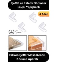 #KöşeKoruma Silikon Şeffaf Masa Kenarı Koruma Aparatı 4 Adet Yapışkanlı Köşe Koruyucu Bebek Çocuk Gü