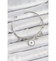 Pirinç Zirkon Taşlı Pusula Model Gümüş Renk Charm Bileklik