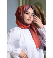 Afvente Sanat Desen Turuncu Pamuk Şal (Mürdüm)