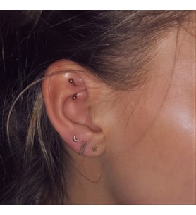 8 mm Cerrahi Çelik Gold Renkli İki Ucu Top Piercing Tragus Helix Conch Lob Daith (Çok Renkli)