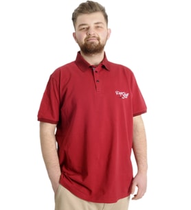 Mode XL Büyük Beden Erkek T-shirt Polo PORT SHIELD 23317 Bordo