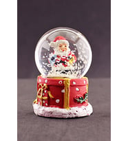 Dekoratif Kabartmalı Noel Baba Yılbaşı Hediye Temalı Noel Baba Mini Boy Işıklı Kar Küresi 6,5 cm