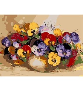 Menekşeler Sayılarla Boyama Seti 50x65 cm (Tuvale Gerili)