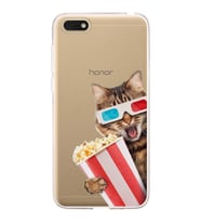 PrintiFy Huawei Honor 7S ile Uyumlu 1mm Slim Fit Kedi 1 050b Baskılı Şeffaf  Kılıf