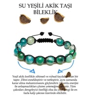 Sertifikalı Su Yeşili Akik Taşı Bileklik - Makrome (Çok Renkli)