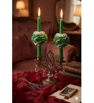 Mumelia Candles Şakayıklı Şamdan Mum 2'li - Doğal Soya, El Yapımı, Dekoratif - Zümrüt Yeşili