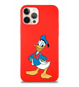 Apple iPhone 12 Pro Soft Premier Kapak Donald Duck-C Tasarımlı Silikon Kılıf - Kırmızı (Şeffaf)