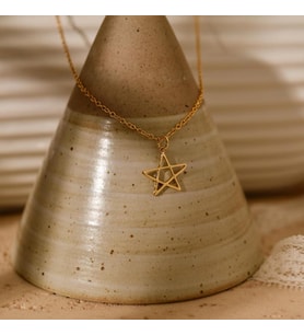 Kişiye Özel 925 Ayar Gümüş Minimalist Davut Yıldızı Kolye (Gold)