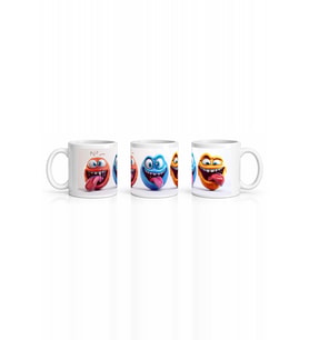 Seramik Kupa Komik Dil Çıkaran Karakterler Baskılı 300 ml Hediyelik Ofis Kahve Çay Özel Tasarım