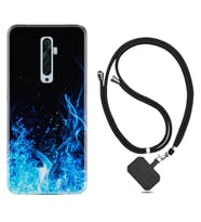 Oppo Reno 2Z 4 Lite 4 Pro 5 6 7 A31 Kılıf Boyun Askılı Silikon Blue Fire 1678