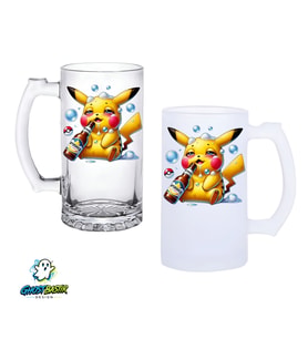 Pikachu Kulplu Bira Bardağı Buzlu veya Şeffaf Seçenekli 0336