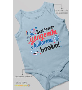 Yenge Temalı Sıfır Kol Bebek Zıbını %100 Pamuk