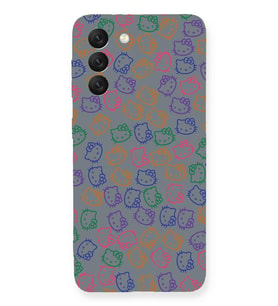 Samsung Galaxy S21 FE Uyumlu Lansman Kılıf Hello Kitty Tasarımlı İçi Kadife Kapak-Gri (Şeffaf)