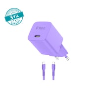 ttec SmartCharger GAN 45W AVS PD Seyahat Hızlı Şarj Aleti + USB-C - USB-C 3A Kablo Neon