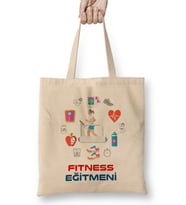 Fitness Eğitmeni Bez Çanta Uzun Saplı
