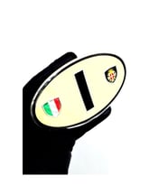 Etiketçilere Özel Armalar Oval IHarf (ITALY) İtalya Bayraklı Krem Alüminyum Sticker Arma