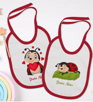 BK Kids Kişiye Özel Uğur Böceği Tasarımlı 2’li Kırmızı Mama Önlüğü-1