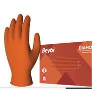 Beybi Diamond Pudrasız L Beden Kalın Turuncu Nitril Eldiven Large 100 Adet