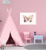 Özcanlar Bebek Odası Çocuk Odası Dekorasyon Çoklu Çerçeveler Baskılar Baskı Seti Ev Dekoru Home Dekor Tablo Kelebek 152 (Beyaz)