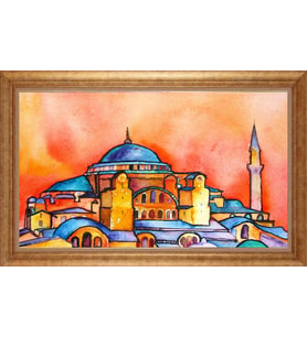 EV İŞYERİ OFİS İÇİN ALTIN ÇERÇEVELİ PASPARTULU TABLO VB381