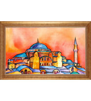 EV İŞYERİ OFİS İÇİN ALTIN ÇERÇEVELİ PASPARTULU TABLO VB381