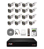 FURY 16 Kameralı 1080P Sesli 6 Warm LED Renkli Gece Görüşlü Güvenlik Kamera Sistemi 320GB 1606