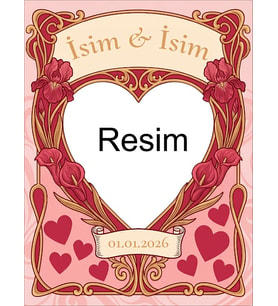 Retro Vintage 5 mm Ahşap Üzerine 14 Şubat Sevgililer Günü Temalı Poster Tablo 20X30 cm (Pembe)