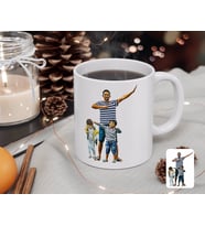BK Gift Kişiye Özel Tam Boy Baba ve Oğullar Karikatürlü Beyaz Kupa Bardak-1