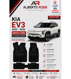 KIA EV3 2025 - 2026 Araca Özel Kauçuk 3D Profesyonel Oto Paspası