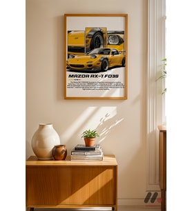 Mazda RX-7 FD3S JDM Poster, Ahşap Çerçeveli Duvar Tablosu - Oto Severlere Özel Hediye