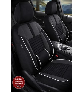Vw Caddy 3 Shadow Siyah Beyaz Tay Tüyü Ticari 2+1 Oto Koltuk Kılıfı Tam Set-Kolay Montaj-Terletmez-Ortopedik 2015 - 2020