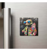 Chameleon - Bukalemun - Güneş Gözlüklü Style - Buzdolap Magneti - 9x9 Cm