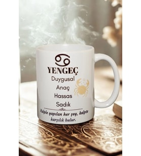 Yengeç Burcu Temalı Burç Bardağı Kupa (Beyaz)