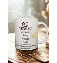 Yengeç Burcu Temalı Burç Bardağı Kupa (Beyaz)