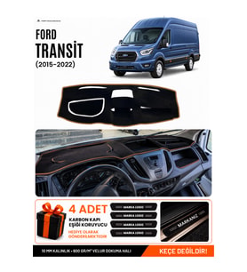 FORD TRANSİT (2015-2022) Uyumlu Torpido Örtüsü Torpido Kılıfı - Siyah Kahverengi