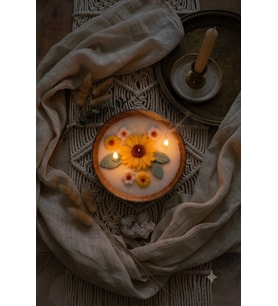 Baharın Nefesleri Mum - Mumelia Candles Doğal Soya Akasya Kasede Papatya Tasarım Dekoratif Mum