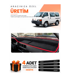 MITSUBISHI L300 (1986-1999) Uyumlu Torpido Koruma Örtüsü Oto Kılıfı - Siyah Kırmızı