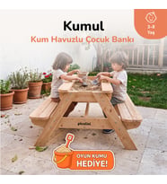 Ovlo Kapaklı Kum Havuzlu Çocuk Masası Ahşap 3-8 Yaş Kumul