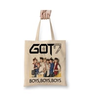 Got7 Kpop Beyaz Bez Çanta Uzun Saplı Alışveriş Çantası Plaj Çantası
