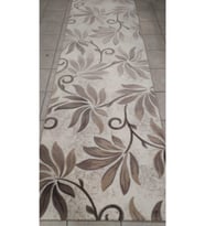 HALI MARKA VİZON YAPRAK DESENLİ HALI YOLLUK 100X353 CM