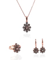 Taşlı Damla Set (Rose - Gold)